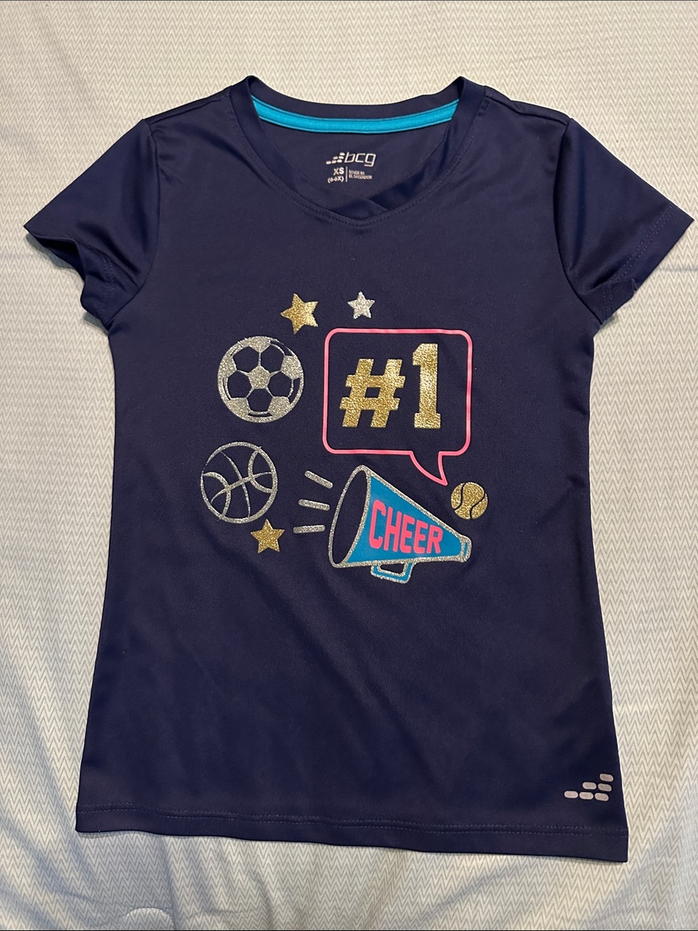bcg Navy Girls' Short-Sleeve Cheer & Sports Graphic Tee